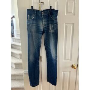 Raleigh Denim Handcrafted Distressed Jones Slim Straight Button Fly Jeans 33/33